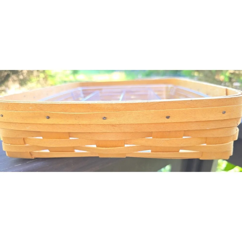 Longaberger Large Desk Organizer Basket Woven Wood 2001 Plastic Divided Liner